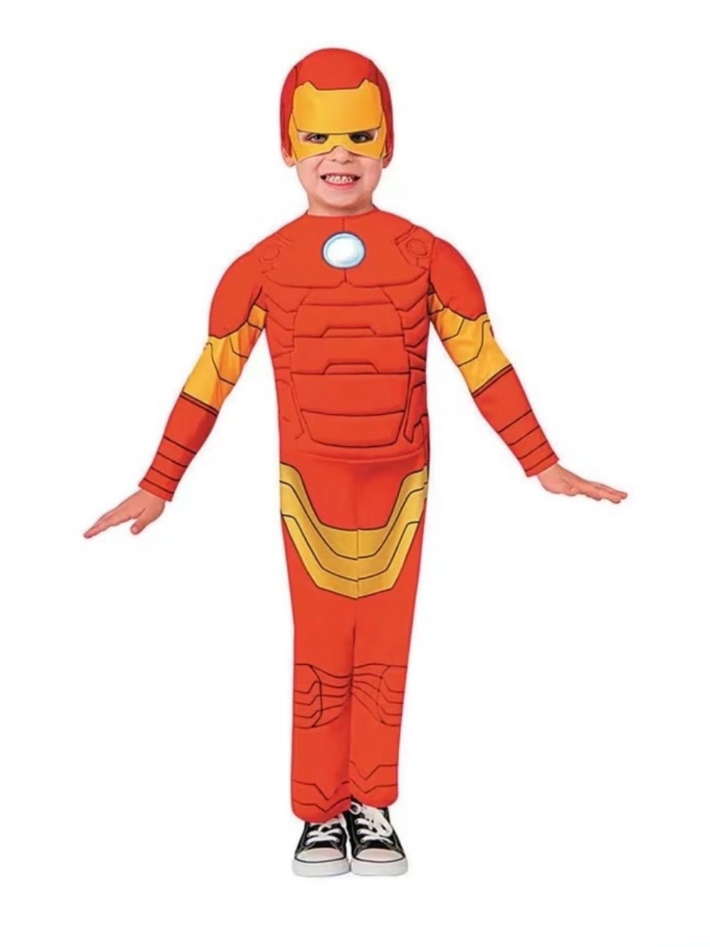 Marvel Iron Man Costume Toddler 2T Rubie’s Muscle Jumpsuit Mask NWT